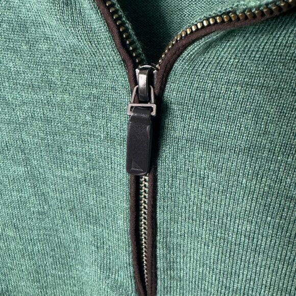 Untuckit Sweater Mens 2XL Green 1/4 Zip Extra Fine Merino Wool Pullover - Picture 3 of 7